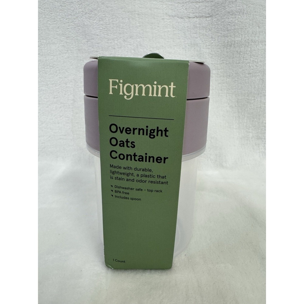 Figmint Overnight Oats Container with Lid and Spoon Portable Breakfast Oatmeal